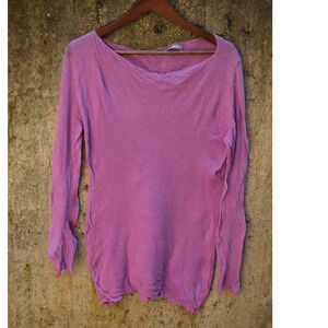 Sarah Pacini Sheer Lightweight Knit Long Sleeve Top – Purple, Size M